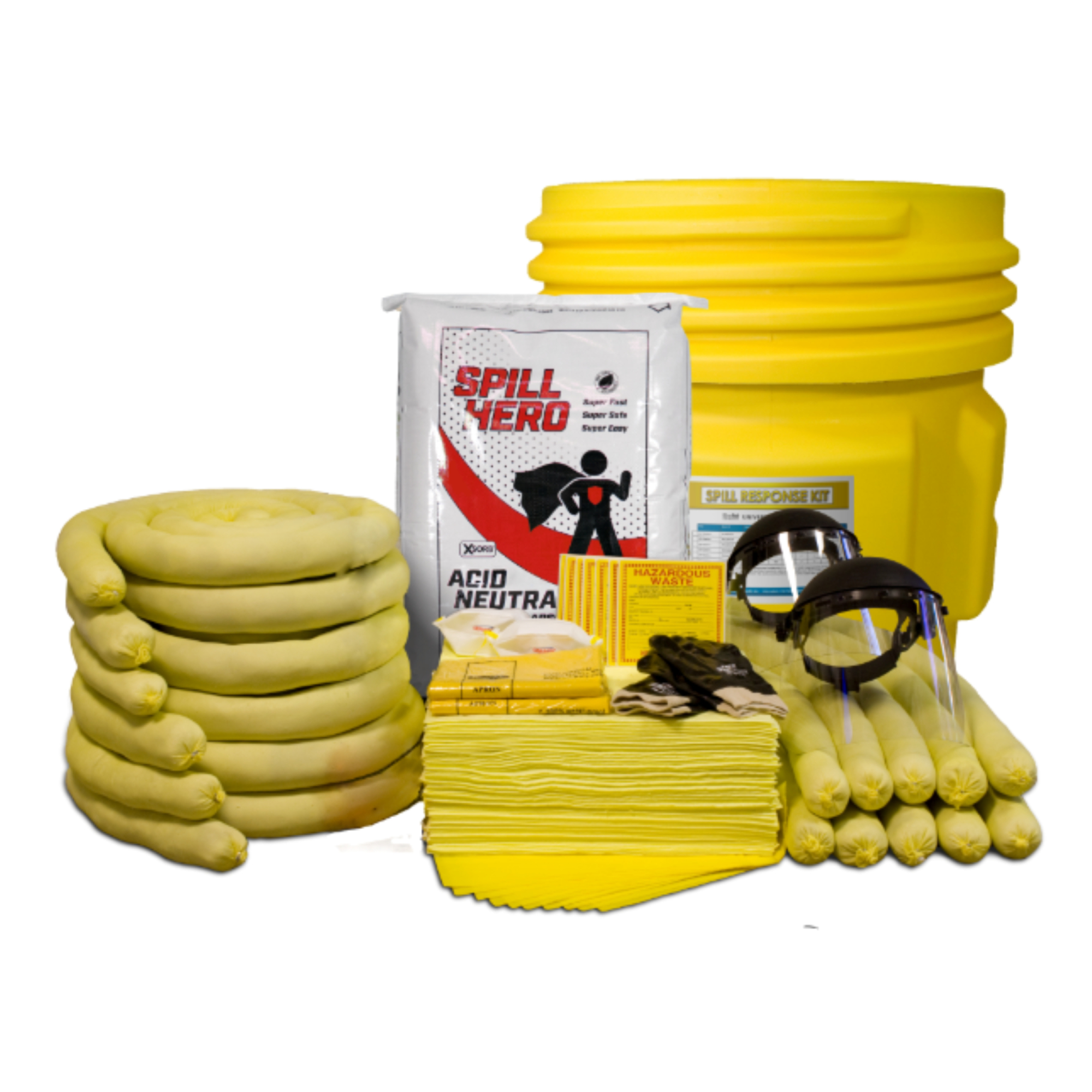 Spill Hero Acid Neutralizing Spill Kit - 65 Gal. Overpack Drum, Granular Absorbent, Model# XKD65N